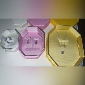 Swarovski Silver and Blue Earring Set